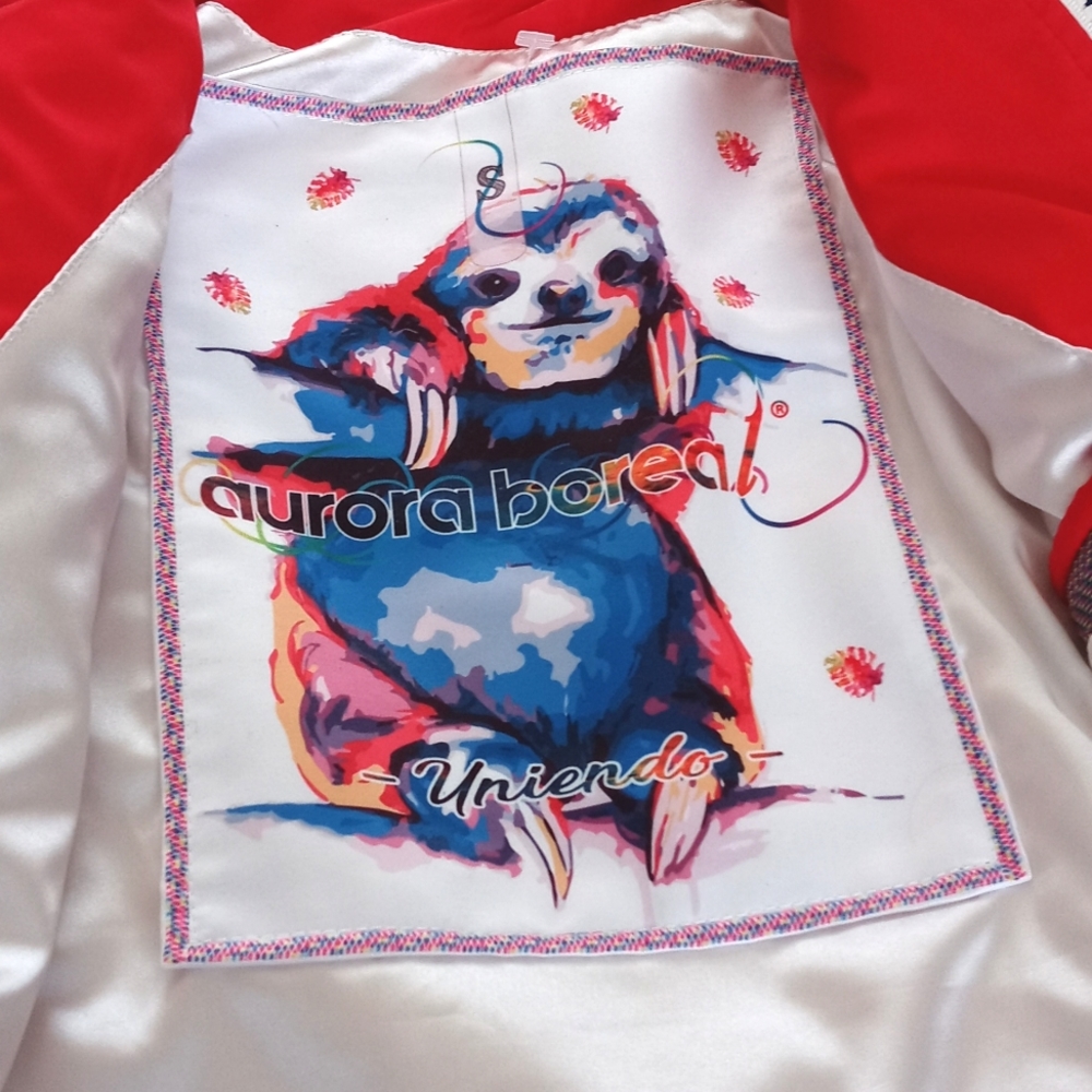 Red With Racer Stripes Winter Puffer/ Ski Snow Coat S - Picture 8 of 16